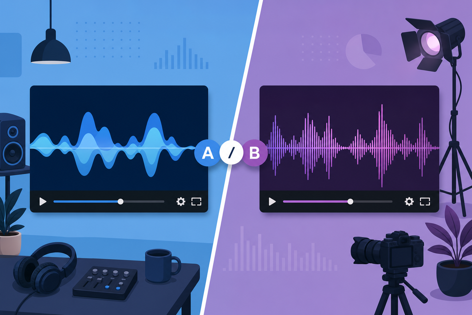 Split screen A/B test comparing two music hooks on video thumbnails